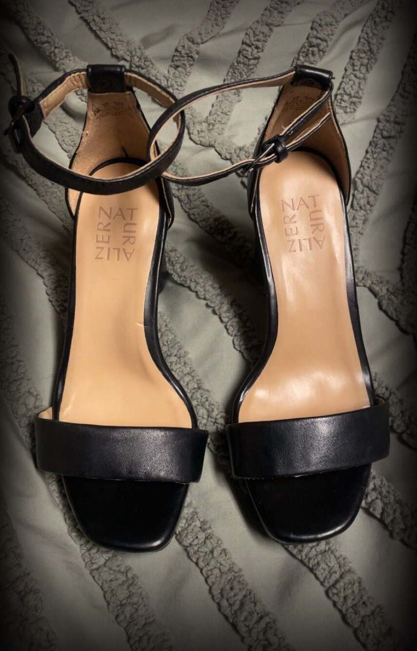 Naturalizer Joy Block Heel Sandal Black Leather